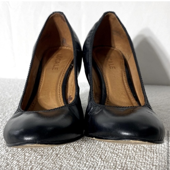 Locale Black Leather Round Toe Wedges 37 - Picture 11 of 13